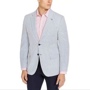 Nautica Mens Modern-Fit Stretch Seersucker Sport Coat 44R & 44S Blue